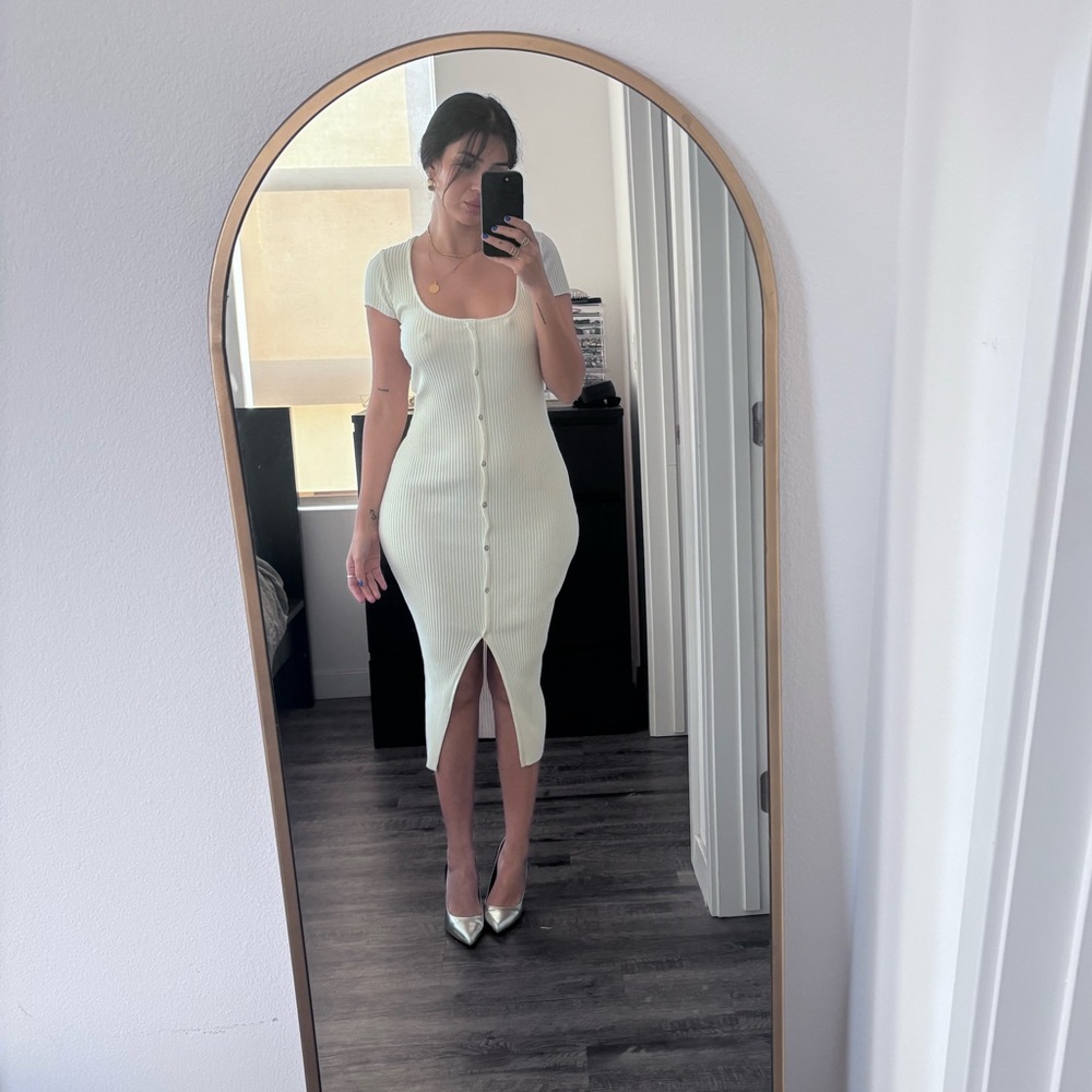 White Ribbed Zara Dress